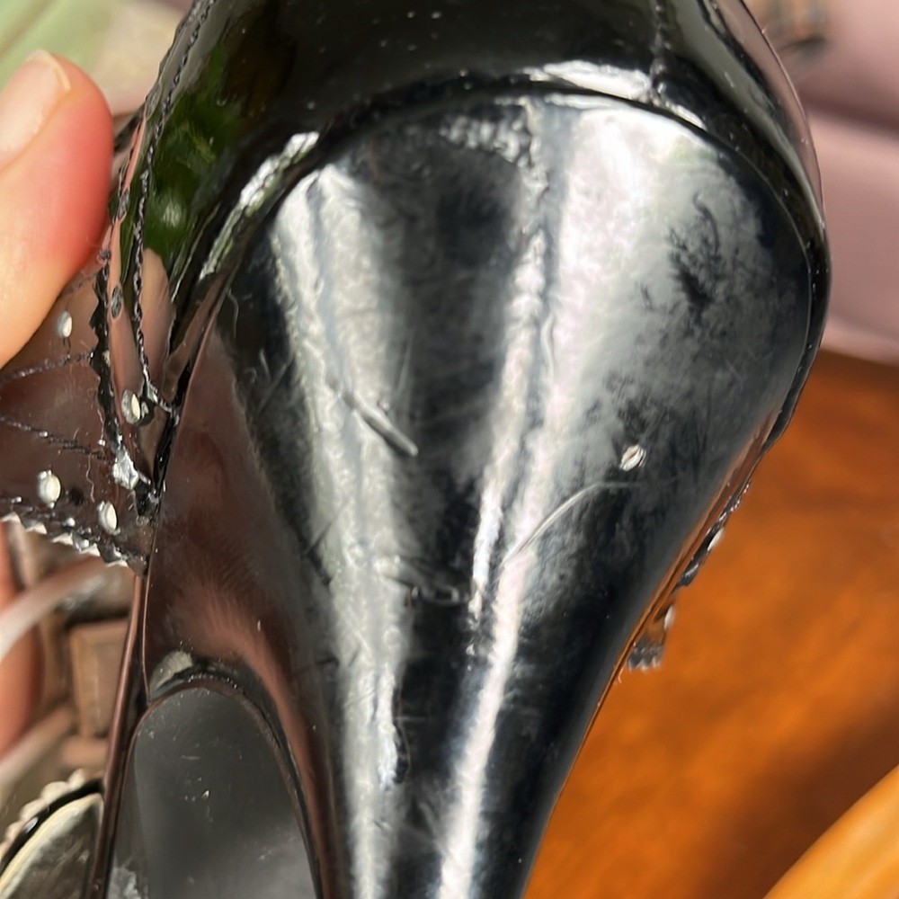 Linea Paolo Black & White Mary Jane Retro style lace up open toe heels Size 8M - Picture 14 of 16